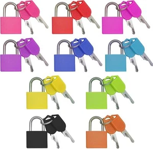 10 Stück Kofferschlösser mit Schlüssel - Multicolor Metall Gepäck Vorhängeschlösser - Mini - Bild 1 von 7