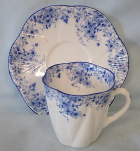 Shelley Dainty Blue 051/28 Mocha Cup & Saucer Blue Trim - Picture 1 of 6