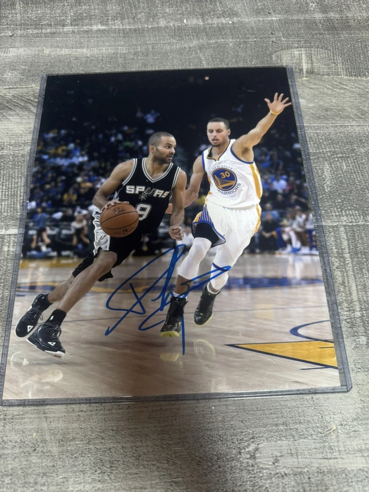 Фотография Тони Паркера — НБА с автографом оригинальная 8x10 с двойным сертификатом подлинности San antonio Spurs - Изображение 1 из 3