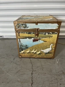 Duckling Toy Box Vintage 1980s Storage Chest Trunk Wood & Brass - Picture 1 of 8