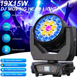 U`King 19x15W LED RGBW Beam Zoom Moving Head Light DMX DJ Disco Wash Stage Light - Picture 1 of 16