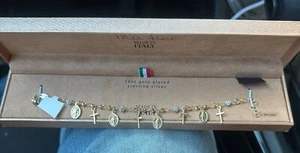 MIA FIORE  18kt GOLD/STERLING SILVER CROSS CHARMS BRACELET ITALY - Imagen 1 de 11