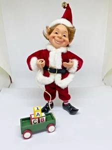 Celebrate It Christmas Treasures Darling Elves Elf ABC Blocks Wagon 10" - Picture 1 of 6