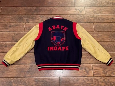 Rare Bape A Bathing Ape X Ebbets Field Flannels Varsity Jacket Nigo USA made XL - Image 1 of 4