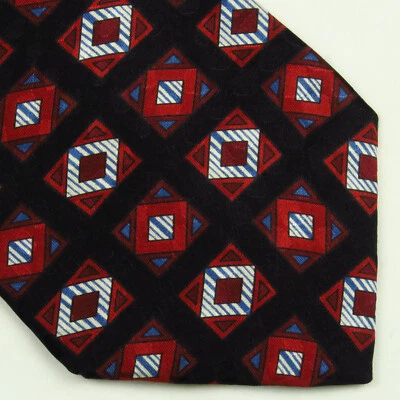 Diamantes geométricos vintage Zylos George Machado para hombre rojo brillante negro 59"x4" Foto 1 de 4