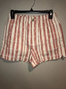MADEWELL Textured Cotton Red & Cream Stripe Shorts With Dots XS Sample New - Picture 1 of 7