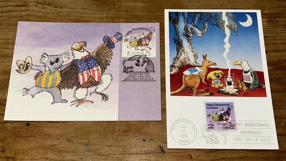 Australia FDC 1988 Happy Bicentenary Koala Eagle First Day Card Lot Of 2 - Image 1 of 4