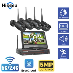 Hiseeu 5MP Outdoor Wifi IP CCTV Home Security Camera Systems 10ch NVR Monitor - Picture 1 of 14