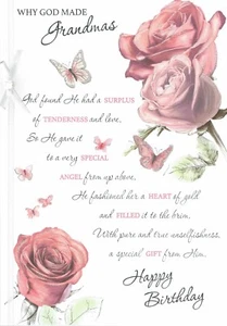 GRANDMA LARGE BIRTHDAY CARD -  Quality WHY GOD MADE GRANDMAS with Lovely Words - Imagen 1 de 3