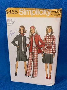 Vintage Simplicity Sewing Pattern 1970s Jacket Shirt Pants Uncut Size 10 #5455 - Picture 1 of 4