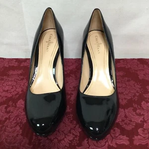 Cole Haan Heels Womens Size 7 1/2 B Black Patent Leather Pump Office Minimalist - Picture 1 of 5