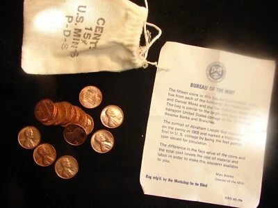 1 BAG OF 1973 P D S Lincoln Memorial Cent Bureau of Mint 15 Coins, as pictured. - Image 1 of 3