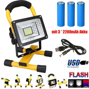LED Baustrahler Akku Arbeitsleuchte Baustellenleuchte Strahler Fluter Handlampe - Bild 1 von 13