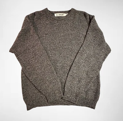 Le Tigre Mens Big Man 1X Sweater Gray Acrylic Knit Vintage VGUC Warm Cozy Class - Image 1 of 4