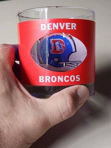Denver Broncos HouzeArt Vintage NFL Logp 1970's Lowball Whiskey Glass Cover