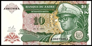 Zaire 1993 10 neue Makuta P 49 UNC *** - Bild 1 von 2
