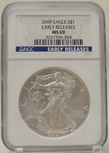 2009 United States 1 toz 999 silver American eagle NGC MS69 early #3257396-304 - Picture 1 of 3