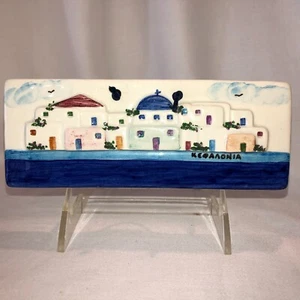 Vintage 6 1/2" x 2 1/4" Handpainted Ceramic Tile from Cephalonia Greece - Picture 1 of 7