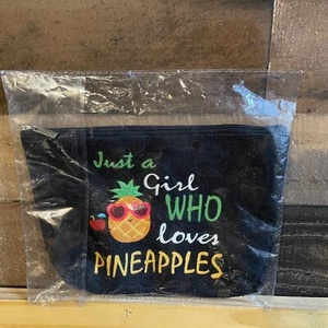 Borsa con cerniera per trucco da viaggio trucco a matita trucco a matita una ragazza che ama gli ananas - Foto 1 di 2