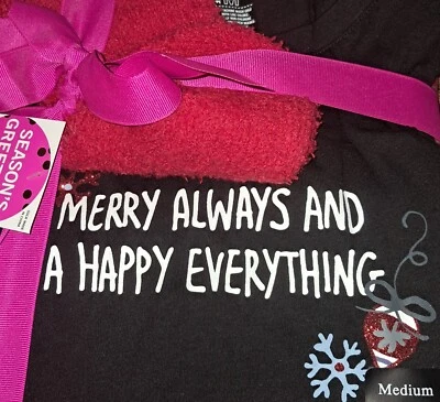 Juego de pijama Hue con botines, juego de 3 piezas, rojo, blanco y negro, talla M Foto 1 de 3