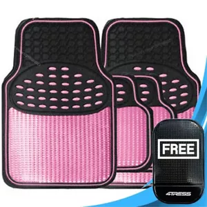 Universal Auto Gummi Fußmatte Set strapazierfähig schwarz rosa Schachbrett Stil SWTP7.M✅ - Bild 1 von 11
