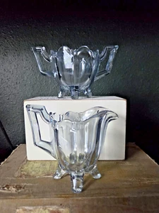 Indiana Glass Paneled Colonial Creamer & Sugar Set Gray Blue Footed Depression - Picture 1 of 12