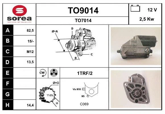 Démarreur SNRA TO9014 TOYOTA HILUX V Pick-up/HILUX V Pick-up/HILUX VI Pick-up/HI - Photo 1/1