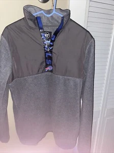 BUFFALO BILLS Pullover Fleece Adult SMALL 47 BRAND NFL AFC Grey 1/4 Zip Up Nice - Picture 1 of 4