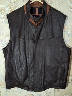 Daniel Cremieux Men's Chocolate Leather Vest Outerwear XXL Wool Lined  - Image 1 of 4