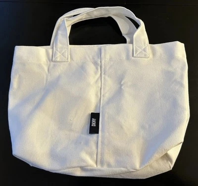 Bolso de Mano de Tela Reutilizable DKNY Blanco Se Siente Como Denim Negro Etiqueta DKNY Foto 1 de 4