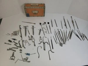Vintage Lot Of Old Dental Medical Tools Cigar Box Full - Picture 1 of 21