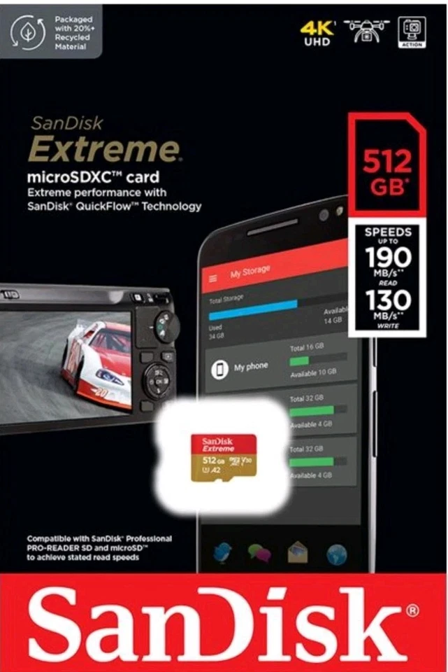 Speicherkarte SanDisk Extreme Plus Micro SDXC 512 GB Class 10 UHS-I/U3 A2 V30 - Bild 1 von 1