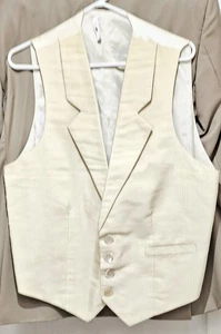 CARROT & GIBBS-Yellow Ribbed Silk, Mens 4B, Adjustable Formal Dress Vest-(M) - Picture 1 of 7