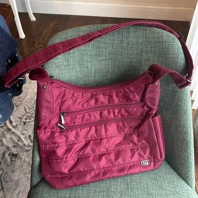 Lug Cable Car Cranberry Bag Purse Quilted Adjustable Crossbody Hobo EUC! - Image 1 of 4