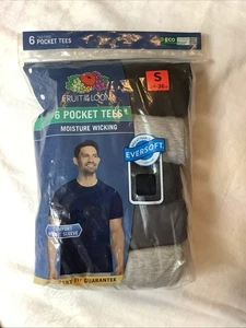 Camiseta de bolsillo Fruit of the Loom para hombre que absorbe la humedad paquete de 6 S sin etiquetas nueva - Imagen 1 de 2