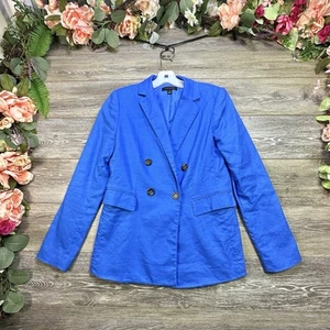 Ann Taylor Women's Blazer Jacket Size 00 Blue Suit Coat Lined Double Breasted - Picture 1 of 15