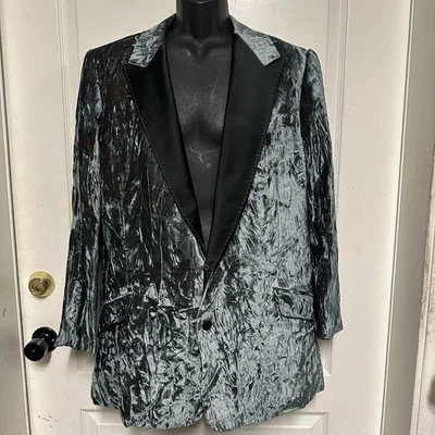 Vtg Bespoke Johnathan Behr custom Blue Velvet Blazer Sport Coat Suit Jacket - Image 1 of 4