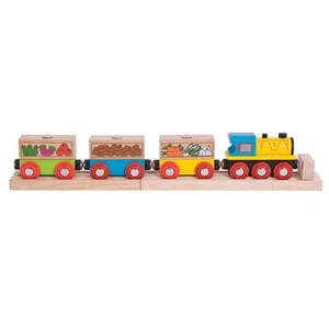Bigjigs Rail Wooden Fruit and Veg Train Engine Locomotive Carriage Railway - Picture 1 of 2