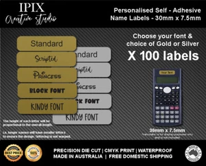 100 x Kids School Stationary Name Labels | 50mm x 15mm | Gold or Silver | Person - Foto 1 di 1