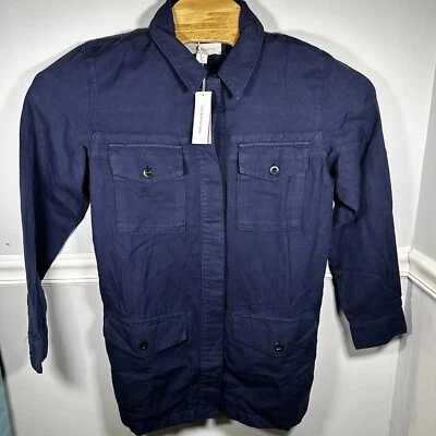 $248 Chaqueta Outerknown Utility Carga Lino Mezcla Algodón Orgánico Mediana Azul Marino Foto 1 de 4