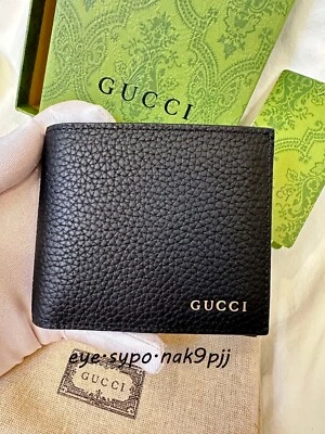 Cartera de cuero negra plegable Gucci Signature Foto 1 de 4