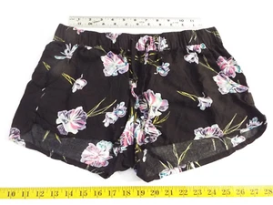 VANS BLACK FLORAL YOUTH-WOMENS BEACH SHORTY SHORTS-SZ S-POCKETS-ELASTIC WAIST*** - Picture 1 of 9
