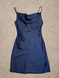 Urban Outfitters Mallory Cowl Neck Slip Mini Dress Navy Blue Extra Small - Picture 1 of 3