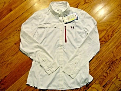 ÚLTIMO*MUJER UNDER ARMOUR*HEATGEAR*OFFSHORE**L/S CAMISA DE PESCA*BLANCA*NUEVA CON ETIQUETAS*LG Foto 1 de 4