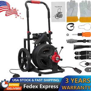 100FT 1/2" Drain Cleaner Machine Auto feed Electric Drain Auger Sewer Snake 370W - Picture 1 of 15
