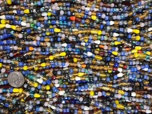 ~5 Strand Lot~💕27 inch each~glass beads, mixed colors, luster finish 6mm-11x8mm - Picture 1 of 3