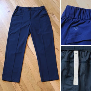 Pantalone Lululemon donna alto Warpstreme cropped blu navy doppio plissettato - Foto 1 di 6
