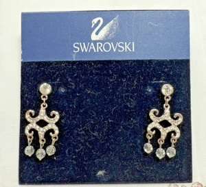 Swarovski Clear crystal Silver Tone Chandelier Dangle Stud Back Earrings - Picture 1 of 9