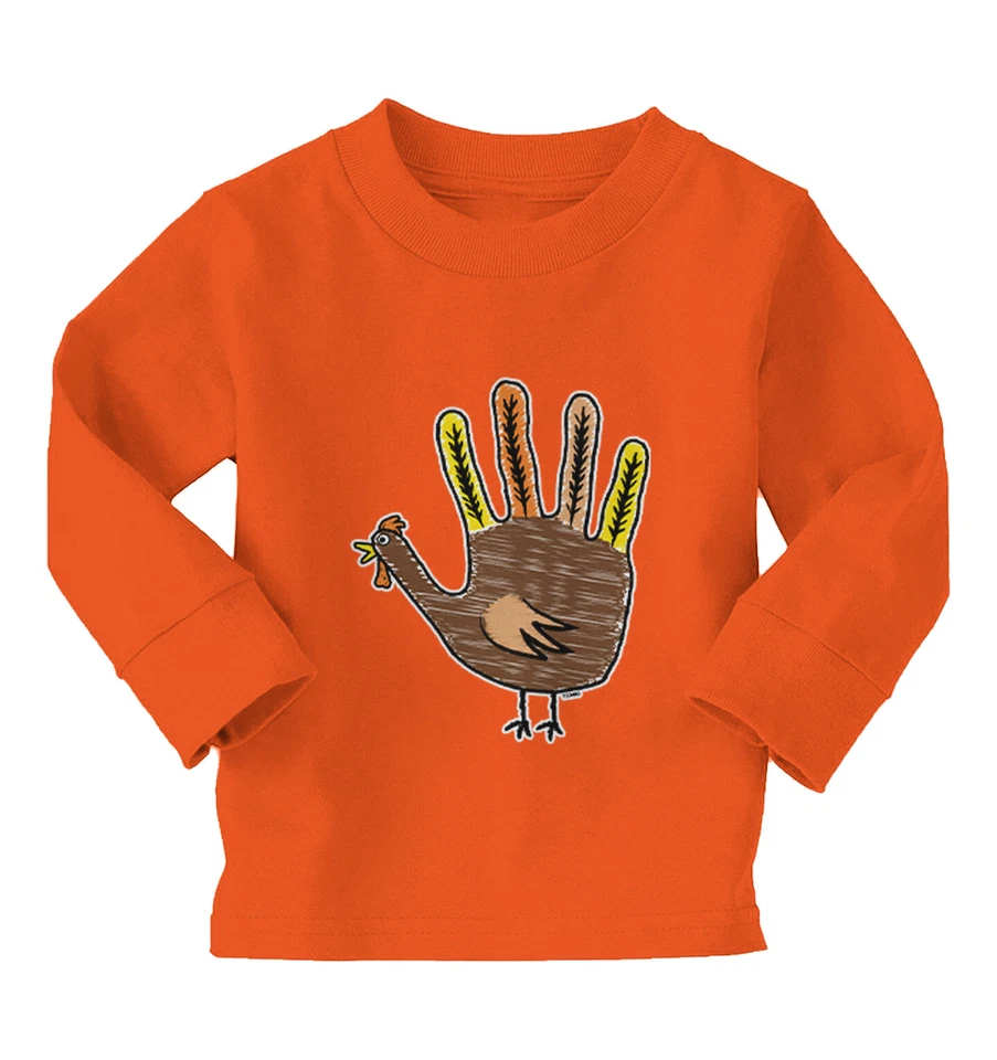 Desenho de mão peru - Camiseta infantil filha filho feriado de Ação de Graças - Imagem 1 de 1