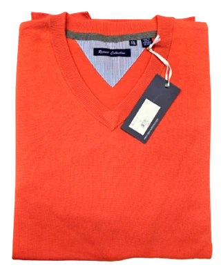 SWEATER -2XL- V-NECK MEN'S  ORANGE by REPORT COLLECTION - Image 1 of 4